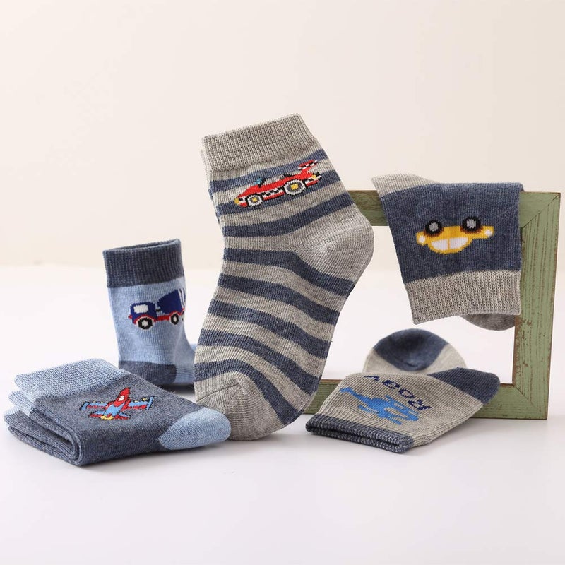 Zumou Toddler Kids Little Boys Fashion Cotton Crew Socks 10 Pack (L 5-7 Years, Automobile) - Image 3